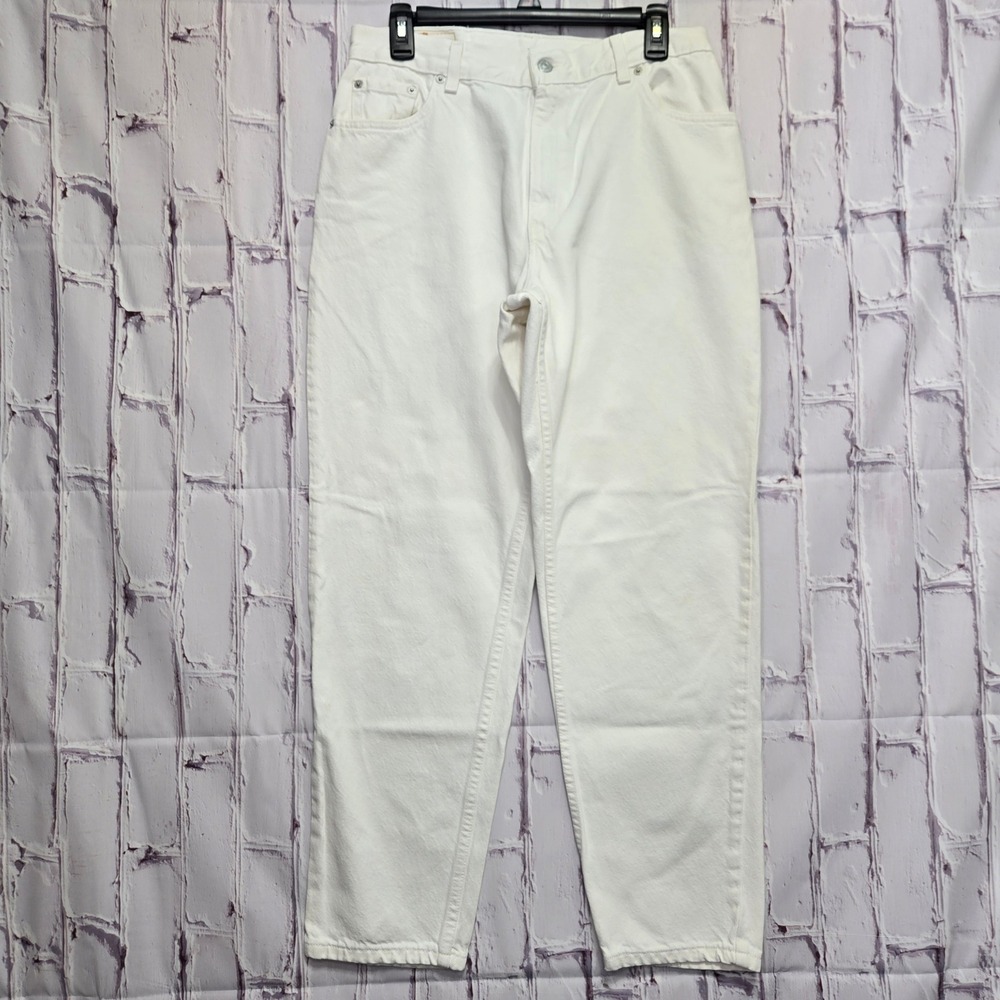 Vintage Levis 550 White‎ Relaxed Fit Tapered Leg High Rise Mom Jeans Womens 14 M